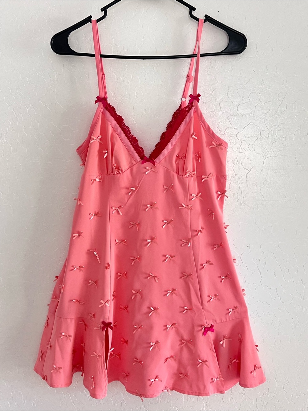 Betsey Johnson X F21 Pink Mini Slip Dress with Bow Accents